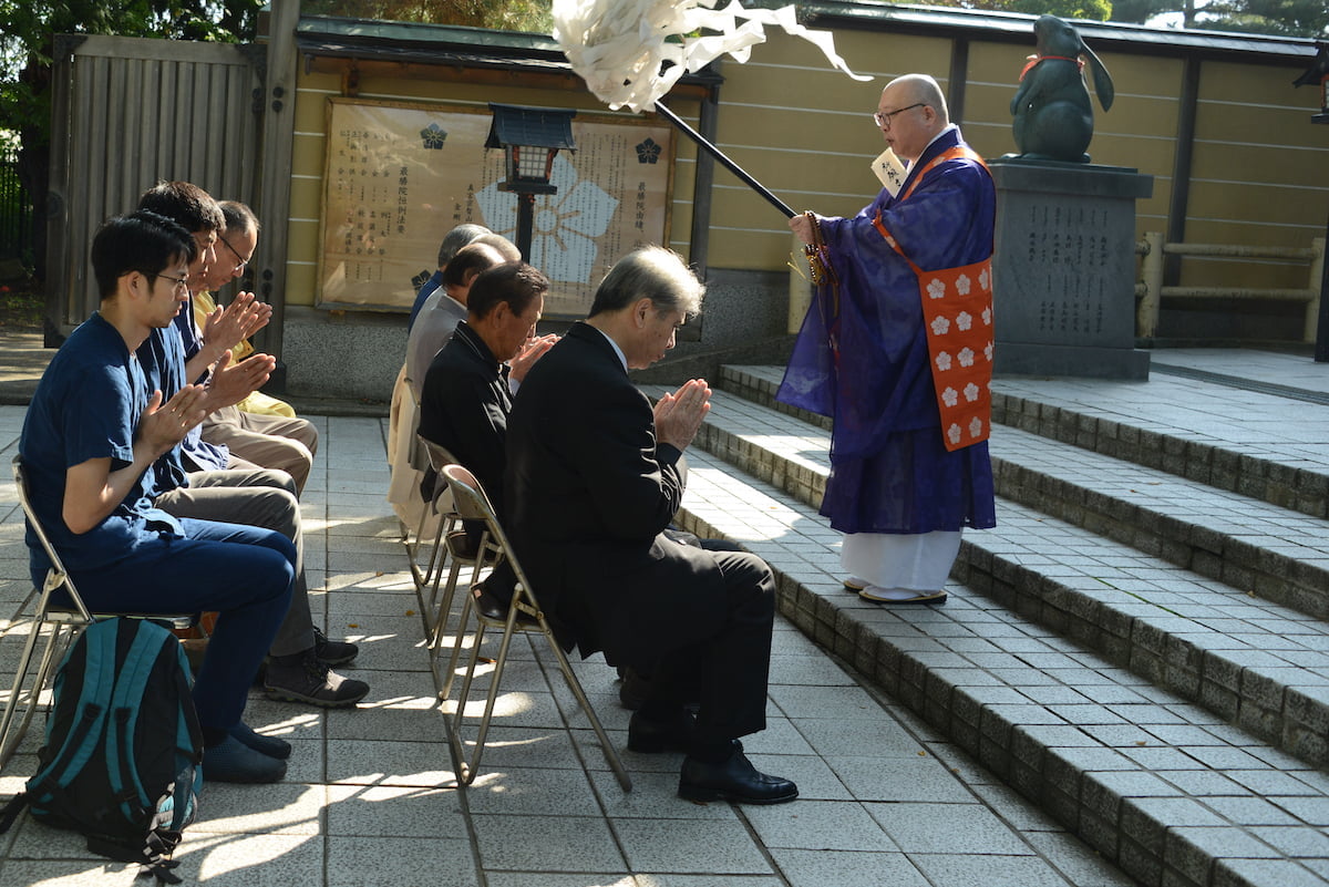 工事安全祈願法要 合唱 住職による読経と祓い